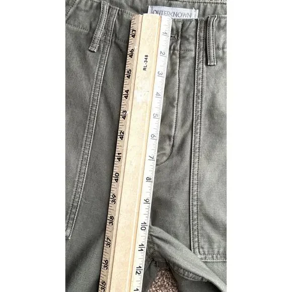 NWT Outerknown Sz 28 Olive Green Utility Military Organic Ctn Wide Leg Pockets - Picture 8 of 12